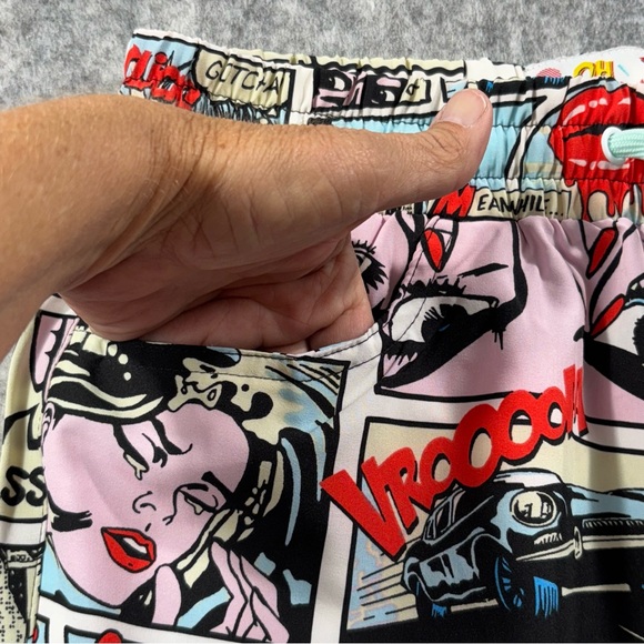 Oh Snap by Drill Clothing Co. Mens Multicolor Comic Strip Shorts Size M - Picture 3 of 11